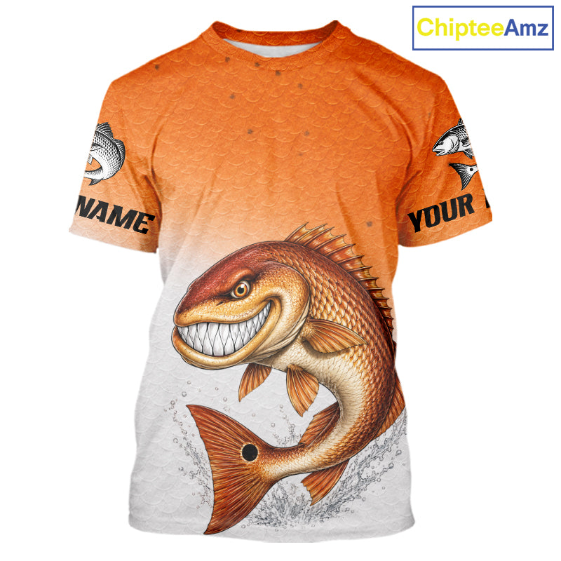 Angry Redfish Fishing T - Shirt For Men, Upf Long Sleeve UV Sun Protection Fishing Shirt NHT1310