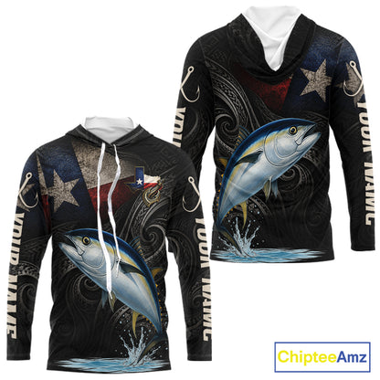 Personalized Texas Tuna Hooded Fishing Shirt – Custom Name Angler Apparel For Fishermen