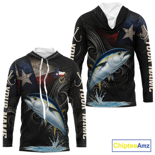 Personalized Texas Tuna Hooded Fishing Shirt – Custom Name Angler Apparel For Fishermen