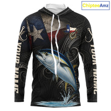 Load image into Gallery viewer, Personalized Texas Tuna Hooded Fishing Shirt – Custom Name Angler Apparel For Fishermen