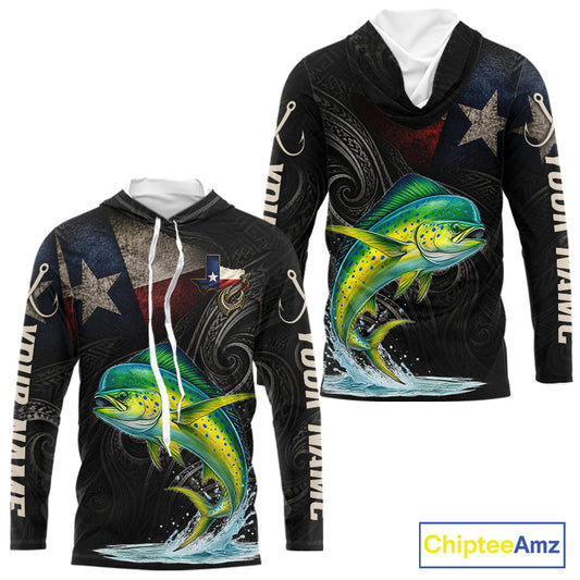 Personalized Texas Mahi Mahi Hooded Fishing Shirt – Custom Name Angler Apparel For Fishermen
