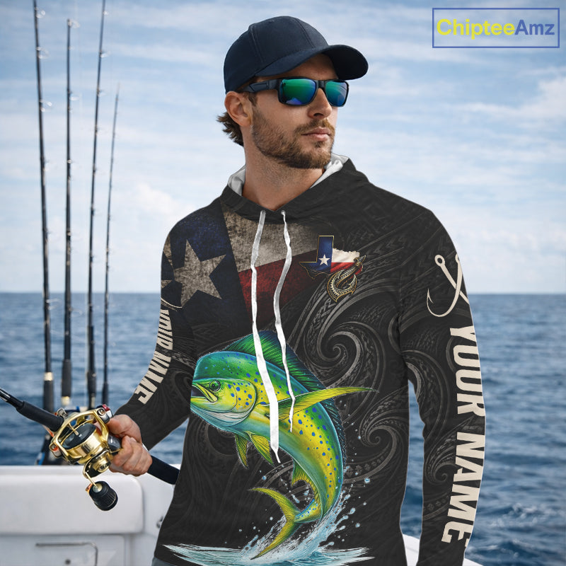 Personalized Texas Mahi Mahi Hooded Fishing Shirt – Custom Name Angler Apparel For Fishermen