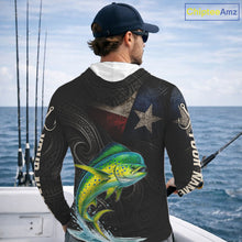 Load image into Gallery viewer, Personalized Texas Mahi Mahi Hooded Fishing Shirt – Custom Name Angler Apparel For Fishermen