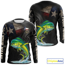 Load image into Gallery viewer, Personalized Texas Mahi Mahi Fishing Shirt – Custom Name Angler Apparel For Fishermen