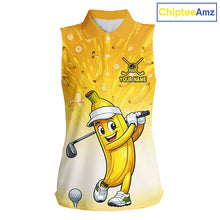 Load image into Gallery viewer, Personalized Banana Womens Sleeveless Golf Shirts Funny Cartoon Short &amp; Long Sleeve Polo 