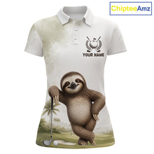 Load image into Gallery viewer, Custom Sloth Womens Golf Polo Shirt - Funny Personalized Sloth Golf Apparel Short &amp; Long Sleeve Polo 