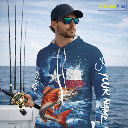 Texas Flag Redfish Fishing Jersey Performance Fishing Shirt, Saltwater Angler Gift For Men 