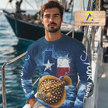 Load image into Gallery viewer, Texas Flag Flounder Fishing Jersey Performance Fishing Shirt, Saltwater Angler Gift For Men 