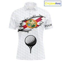 Load image into Gallery viewer, Florida Flag Personalized Golf Pattern Ball Polo Shirts Patriotic Golf Shirts For Mens NHT675