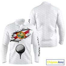 Load image into Gallery viewer, Florida Flag Personalized Golf Pattern Ball Polo Shirts Patriotic Golf Shirts For Mens NHT675