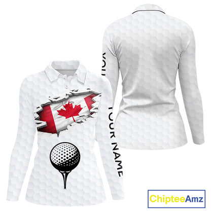 Canada Flag Personalized Golf Pattern Ball Polo Shirts Patriotic Golf Shirts For Womens NHT677