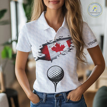 Load image into Gallery viewer, Canada Flag Personalized Golf Pattern Ball Polo Shirts Patriotic Golf Shirts For Womens NHT677