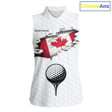 Load image into Gallery viewer, Canada Flag Personalized Golf Pattern Ball Womens Sleeveless Polo Shirts Patriotic Golf Shirts For Mens NHT677