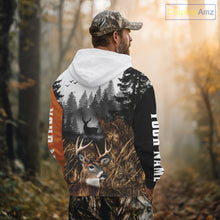 Load image into Gallery viewer, Whitetail Deer Hunting Shirt  – Blaze Orange Camo Black Custom Name 3D Print NHT290