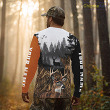 Load image into Gallery viewer, Whitetail Deer Hunting Shirt  – Blaze Orange Camo Black Custom Name 3D Print NHT290