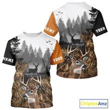 Load image into Gallery viewer, Whitetail Deer Hunting Shirt  – Blaze Orange Camo Black Custom Name 3D Print NHT290