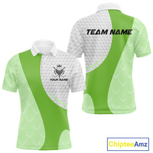 Load image into Gallery viewer, White And Green Golf Clubs Custom Name, Team Name Mens Golf Polo Shirts Team Men Golf Tops NHT690