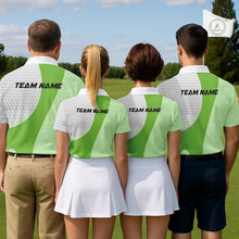 Load image into Gallery viewer, White And Green Golf Clubs Custom Name, Team Name Mens Golf Polo Shirts Team Men Golf Tops NHT690