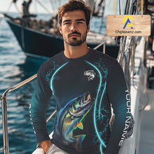 Load image into Gallery viewer, Personalized Neon Bass Fishing Shirt, Largemouth Bass Long Sleeve Performance Apparel 