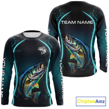 Load image into Gallery viewer, Personalized Neon Bass Fishing Shirt, Largemouth Bass Long Sleeve Performance Apparel 