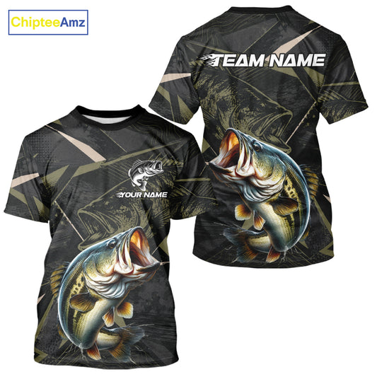 Personalized Bass Fishing Jersey, Custom Name Short Sleeve Fishing T-Shirts Fishing Shirt For Men 