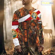 Load image into Gallery viewer, Deer Hunting Shirt With Orange Camouflage, Florida Flag, Custom Name Shirt, Gifts For Hunters NHT04