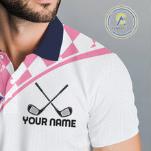 Load image into Gallery viewer, Personalized Pink Tropical Flower Mens Golf Tops Custom Team Golf Shirts, Familly Team Shirt NHT699