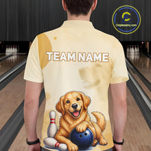 Load image into Gallery viewer, Custom Name Team Bowling Jersey, Men's Golden Retriever Bowling Polo Shirt &amp; Quarter Zip NHT1203