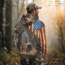 Load image into Gallery viewer, American Flag Deer Hunting Hoodie For Men – 3D Whitetail Buck Camo NHT336