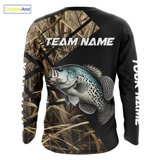 Crappie Fishing Custom Camouflage Fishing Shirts Long Sleeve, Crappie Fishing Apparel NHT524