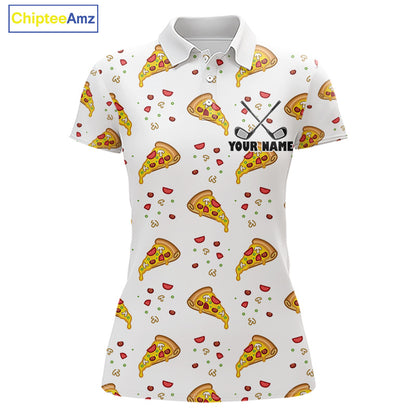 Funny Pizza Pattern Golf Shirt Women's Polo Shirts, Best Golf Polo Golf Shirt For Team NHT777