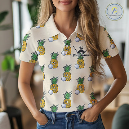 Personalized Funny Pineapple Pattern Womens Golf Polo Shirts Best Golf Gifts For Family Team  NHT779