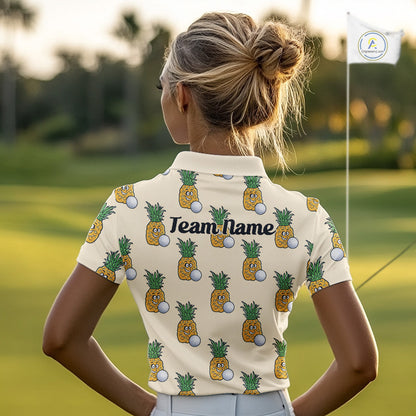 Personalized Funny Pineapple Pattern Womens Golf Polo Shirts Best Golf Gifts For Family Team  NHT779