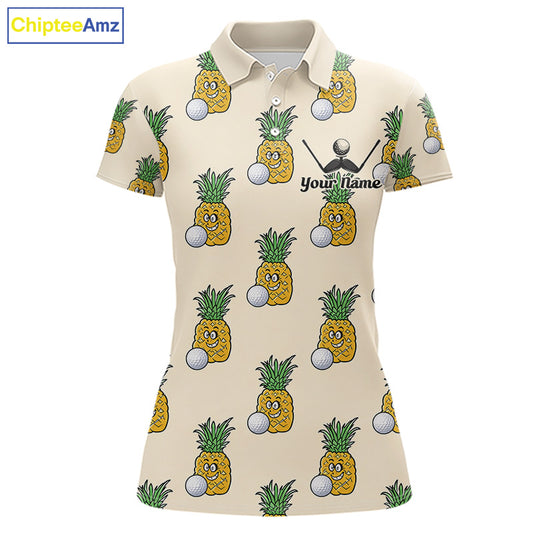 Personalized Funny Pineapple Pattern Womens Golf Polo Shirts Best Golf Gifts For Family Team  NHT779