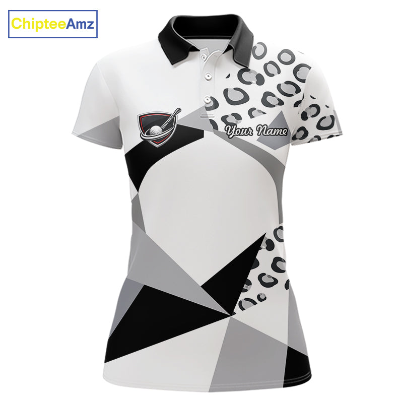 Geometric Leopard Fusion Performance Womens Golf Polo Shirt, Golf Gift For Team NHT722
