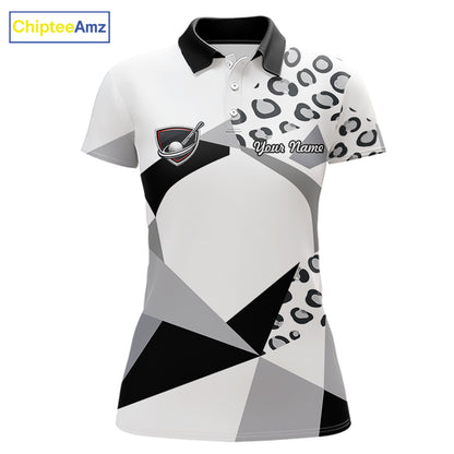 Geometric Leopard Fusion Performance Womens Golf Polo Shirt, Golf Gift For Team NHT722
