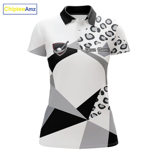Geometric Leopard Fusion Performance Womens Golf Polo Shirt, Golf Gift For Team NHT722
