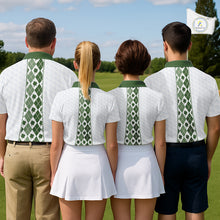 Load image into Gallery viewer, White &amp; Green Irish Argyle Mens Golf Polo Shirt St Patrick Day For Family Team Shirt  NHT724