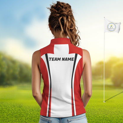 Personalized Canada Flag Sleeveless Womens  Golf Shirts Golf Polo Shirts For Women Patriotic Golf Tops NHT734