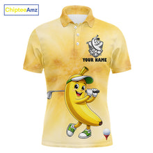 Load image into Gallery viewer, Funny Banana Mens Golf Polo Shirts Custom Name, Golf Shirt For Men, Golf Gift NHT745
