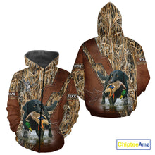 Load image into Gallery viewer, Mallard Duck Hunting With Black Lab Custom Name 3D All Over Print Shirt, Dog Hunting Gifts NHT131