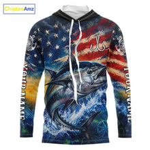 Load image into Gallery viewer, Tuna Fishing Shirt American Flag 3D All Over Print Long Sleeve Hooded Performance Apparel For Men NHT1089