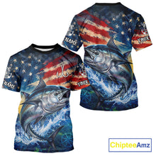 Load image into Gallery viewer, Tuna Short Sleeve T-Shirt American Flag 3D All Over Print Long Sleeve Performance Apparel For Men 