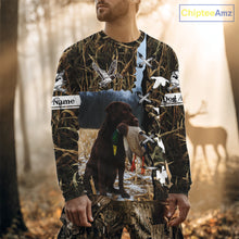 Load image into Gallery viewer, Brown Camo Duck Hunting With Chocolate Lab Dog 3D All Over Printed Shirts, Dog Hunting Clothes NHT143
