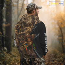 Load image into Gallery viewer, Duck Hunting Camo Shirt with Chocolate Lab – All Over Print, Perfect Gift for Waterfowl Hunters NHT243