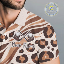 Load image into Gallery viewer, White Animal Mix Leopard Skin Prints Pattern Golf Shirts Custom Name For Mens NHT575