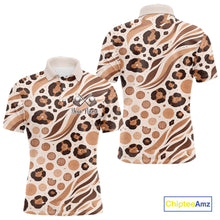 Load image into Gallery viewer, White Animal Mix Leopard Skin Prints Pattern Golf Shirts Custom Name For Mens NHT575