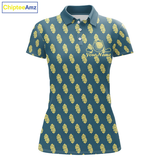 Teal Golf Polo Shirt With Flower Pattern – Lightweight Performance Polo For Womens NHT782