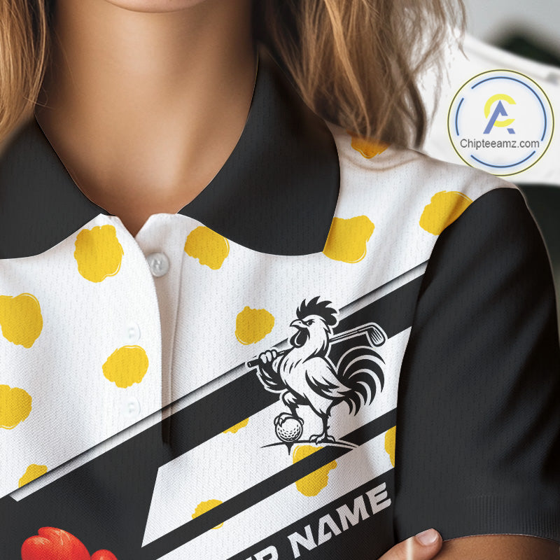 Funny Golf Polo Shirt Custom Name Chicken Golf Shirt For Womens, Funny Golf Shirt For Team  NHT947