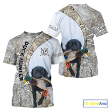 Load image into Gallery viewer, Duck Hunting Winter Camo Black Lab 3D All-Over Printed Shirt, Gift for Waterfowl Hunters NHT250